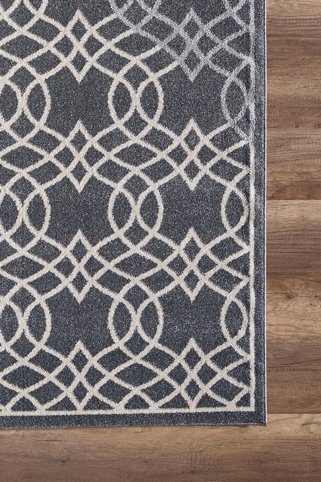 Abani Quartz QRZ180A Grey White Traditional Moroccan Trellis Area Rug