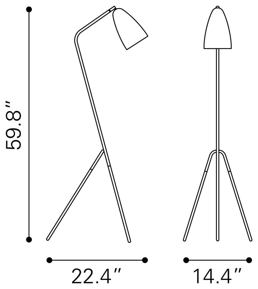 Floor Lamp Light, Steel Metal, Black, Kitchen Lounge Bistro Lobby Hospitality