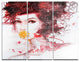 "Illustrated Girl With Red Hair" Digital Metal Wall Art, 3 Panels, 36"x28"