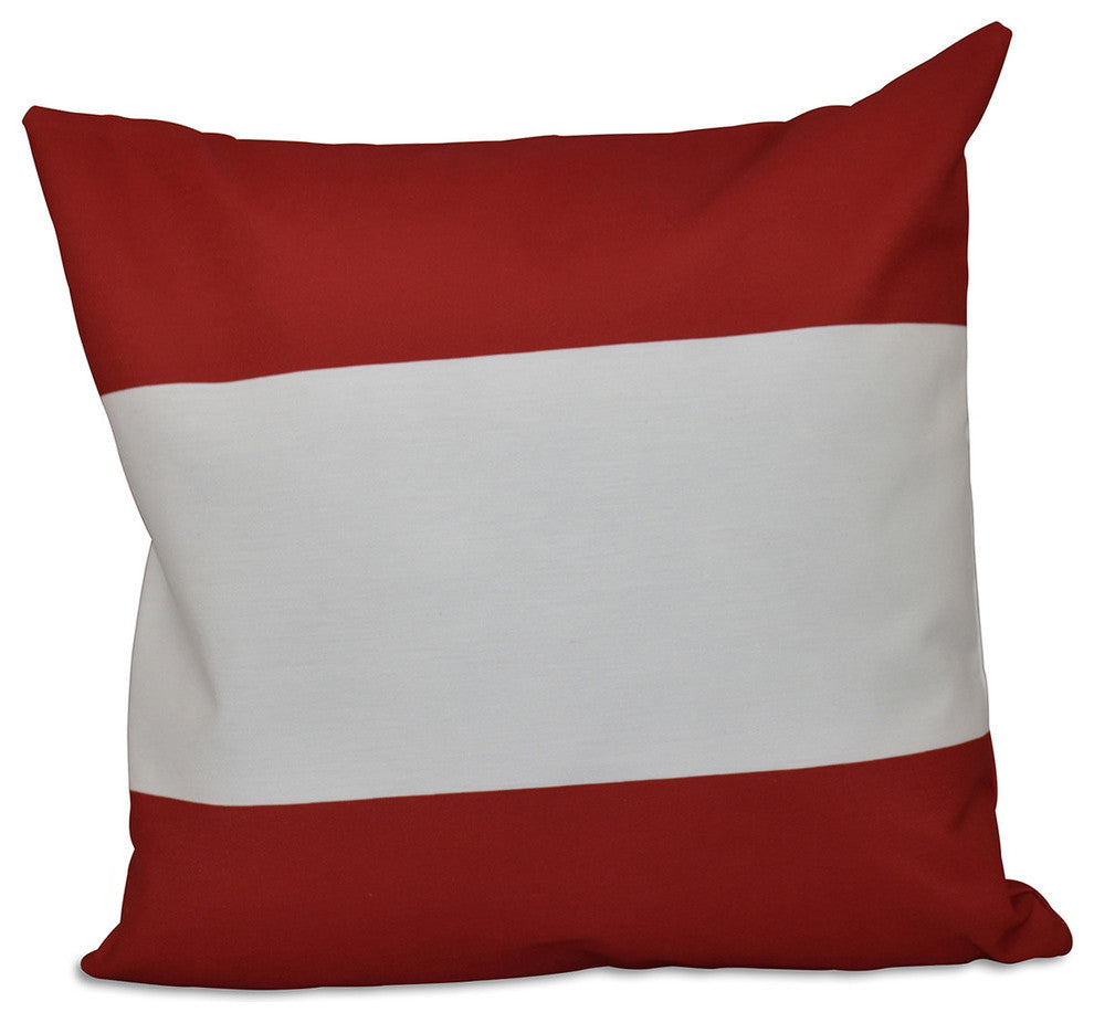 Big Stripe, Horizontal Decorative Pillow, Red, 16"x16"