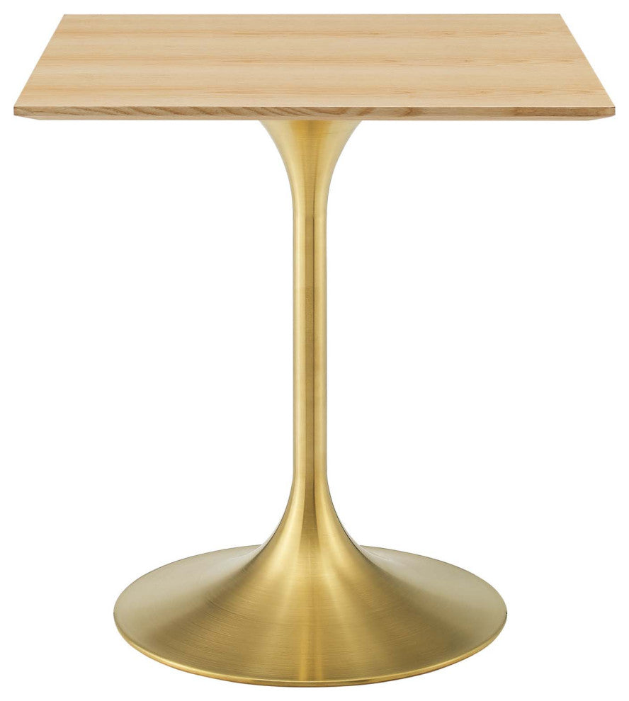 Lippa 28" Square Wood Dining Table, Gold Natural