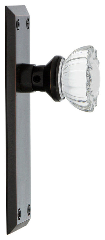 New York Plate Passage Crystal Glass Knob, Timeless Bronze