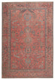 Machine Washable Galina Oriental Red and Blue Runner Rug, 6'x9'