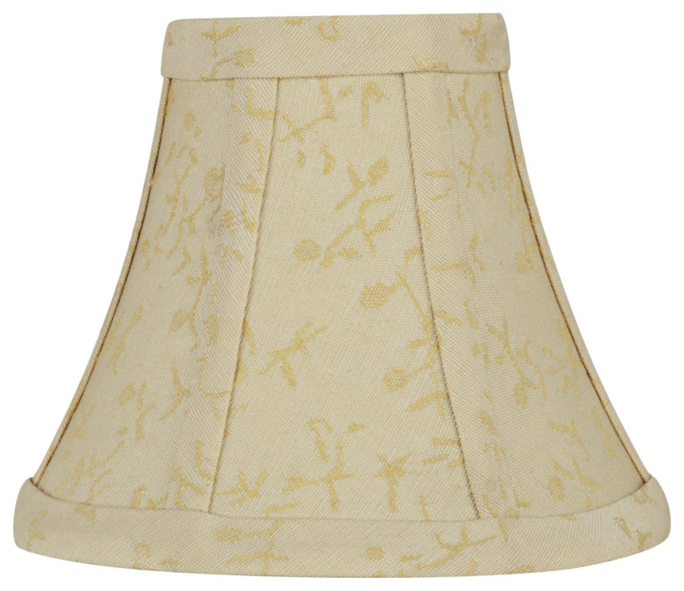 30053-9 Small Bell Chandelier Clip On Lamp Shade Beige & Gold Floral 3"x6"x5"