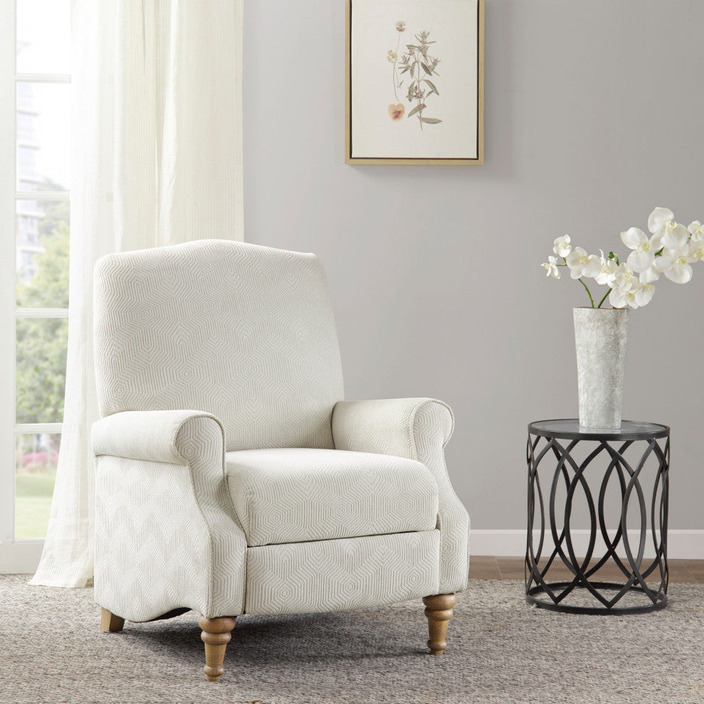 Madison Park Camel Oak Push Back Recliner, Patterned Ivory