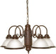 5 Light 22"Chandelier With Frosted Ribbed Shades