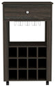 Ace Bar Cart with 12 Wine Cubbies, 4 Legs, and Open Shelf, Carbon Espresso