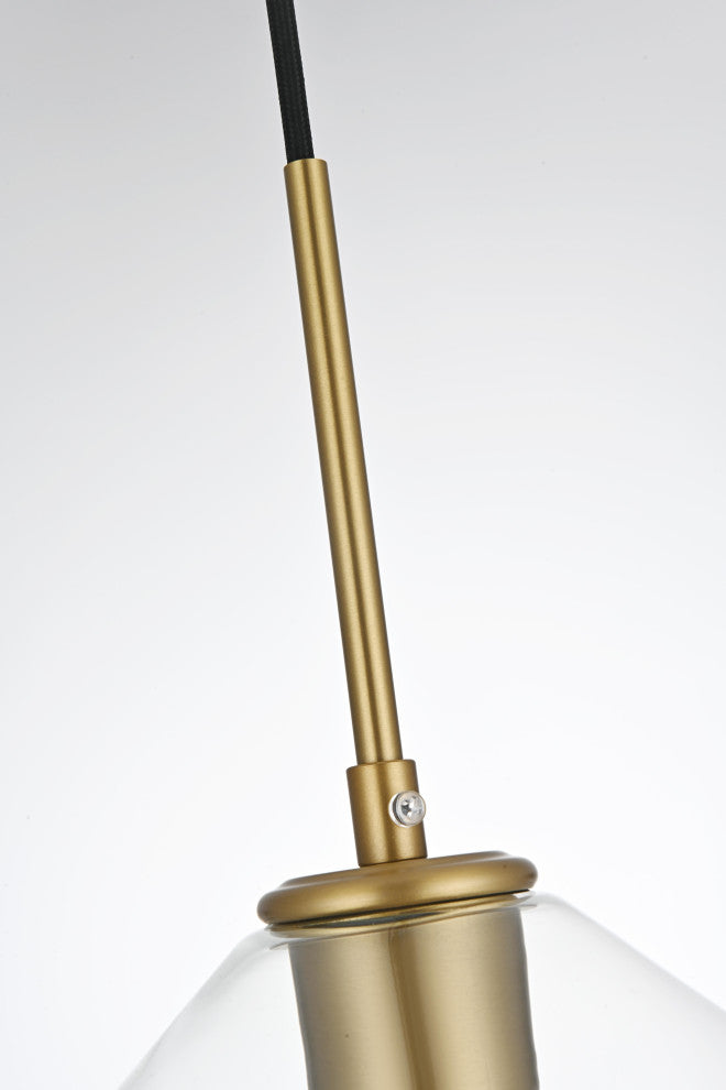 Home Living 8" Pendant Clear Shade, Satin Gold