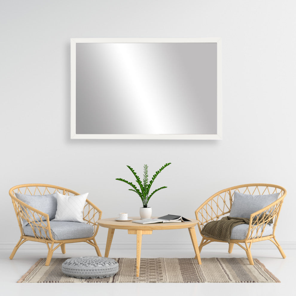 Ellis Framed Wall Mirror, White, 36"x36"