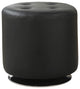 Round Leatherette Upholstered Ottoman, Black