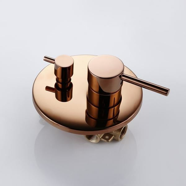 Solid Brass Rose Gold Shower Faucet Set With Handheld Shower
