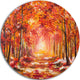 Autumn Forest In Red Shade, Landscape Disc Metal Artwork, 11"