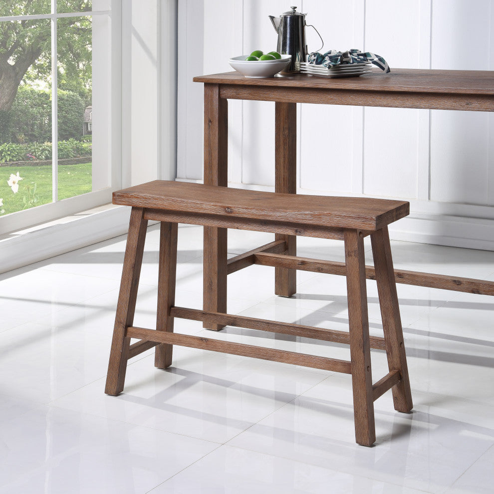 Sonoma Saddle Bench, Barnwood Wire-Brush