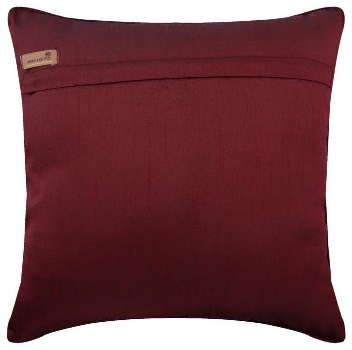 Decorative Striped Red Jacquard Silk 14"x14" Pillow Cover, Striped Right