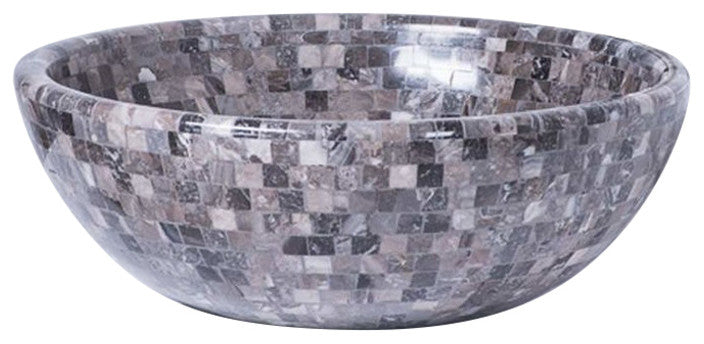 Vigillini Natural Stone Mosaic Luxury Vessel Sink, Gray