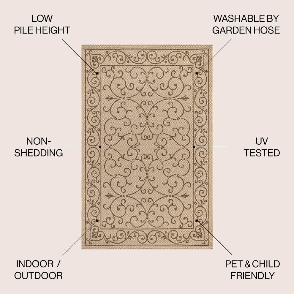 Charleston Vintage Filigree Textured Weave Indoor/Outdoor Area Rug