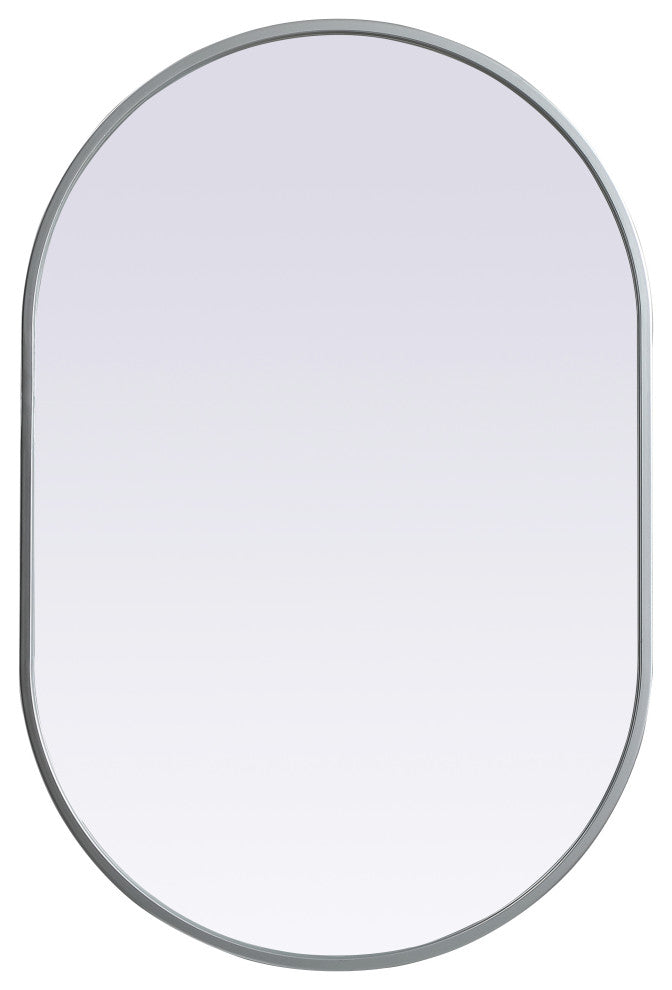 Metal Frame Oval Mirror 20X30 Inch, Silver