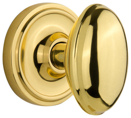Classic Rosette Passage Homestead Knob, Polished Brass