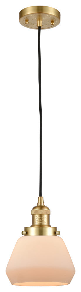 Fulton 1 Light Mini Pendant, Satin Gold, Matte White