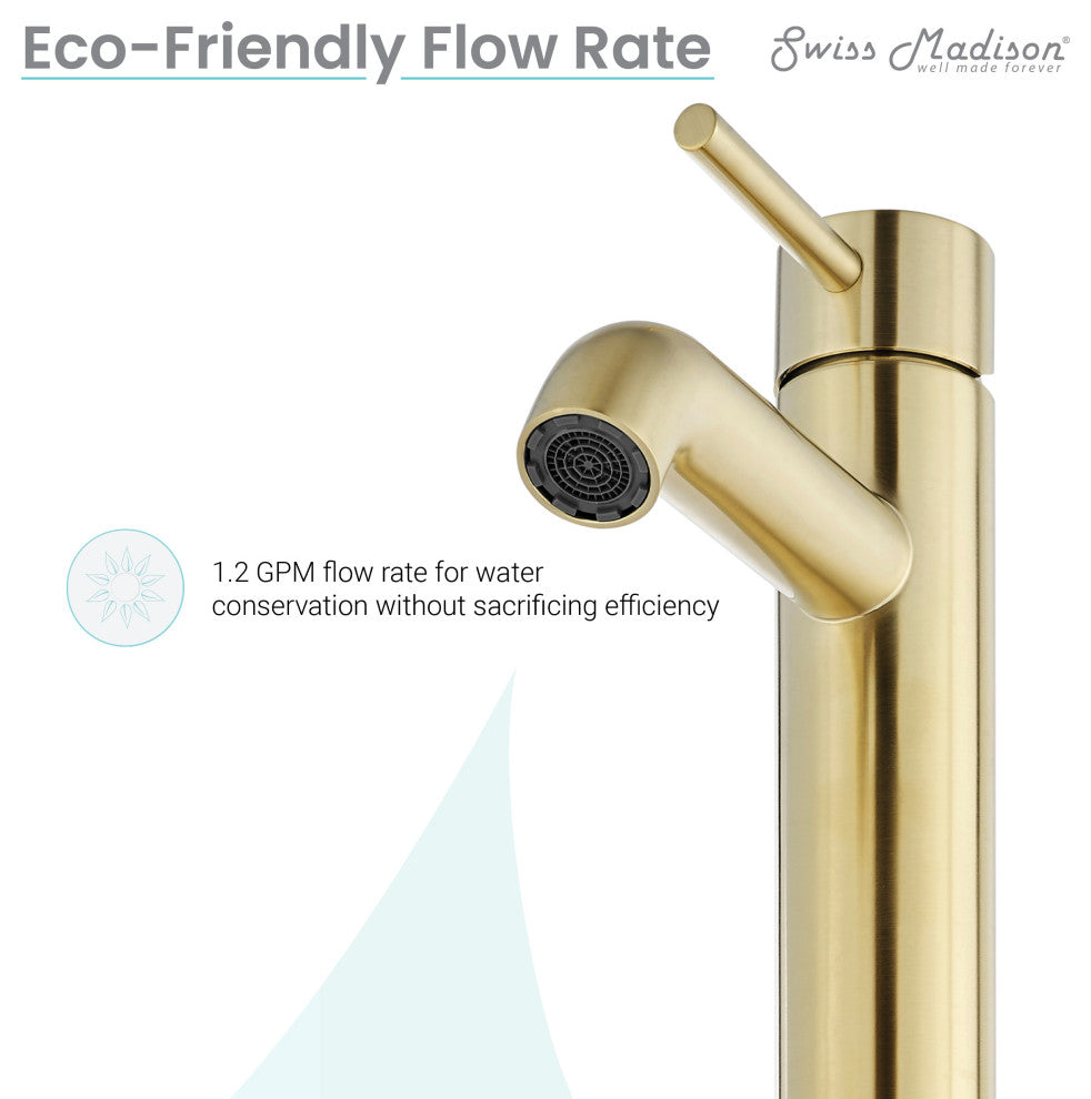 Ivy Single Hole Single Handle High Arc Bathroom Faucet, Brushed Gold