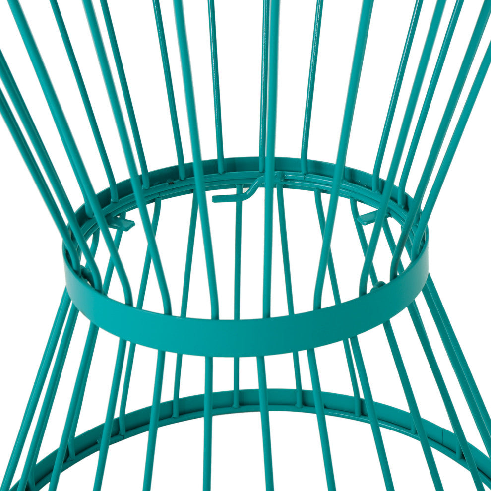 GDF Studio Fern Outdoor 16" Iron Side Table, Matte Teal