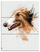Brown Dog Portrait Watercolor, Oversized Animal Wall Art, 28x36, 3 Panels