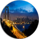 Bay Bridge San Francisco, Cityscape Photo Round Wall Art, 11"