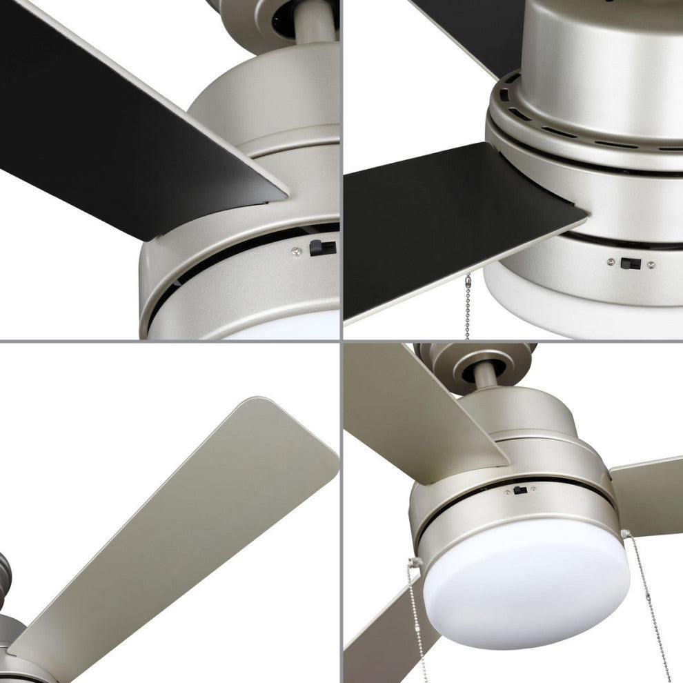 Trevina V 52" 3-Blade Indoor Painted Nickel Ceiling Fan with Light Kit