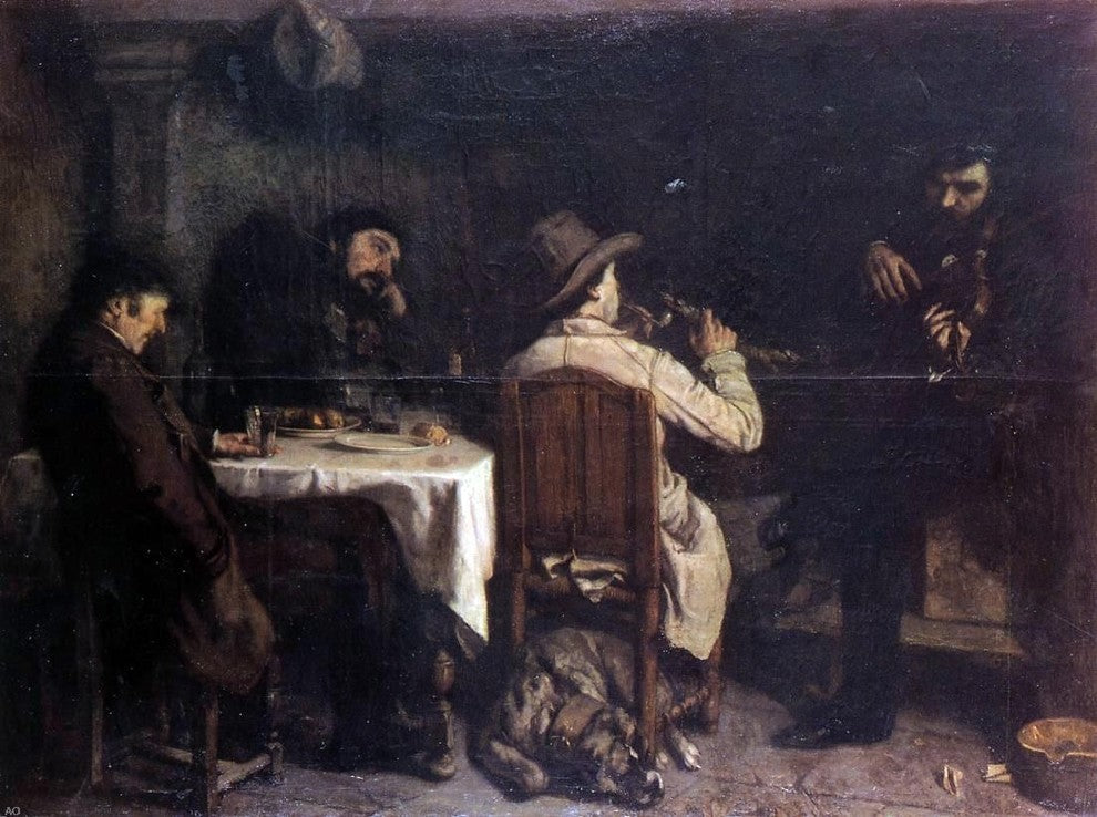 Gustave Courbet After Dinner at Ornans, 21"x28" Wall Decal