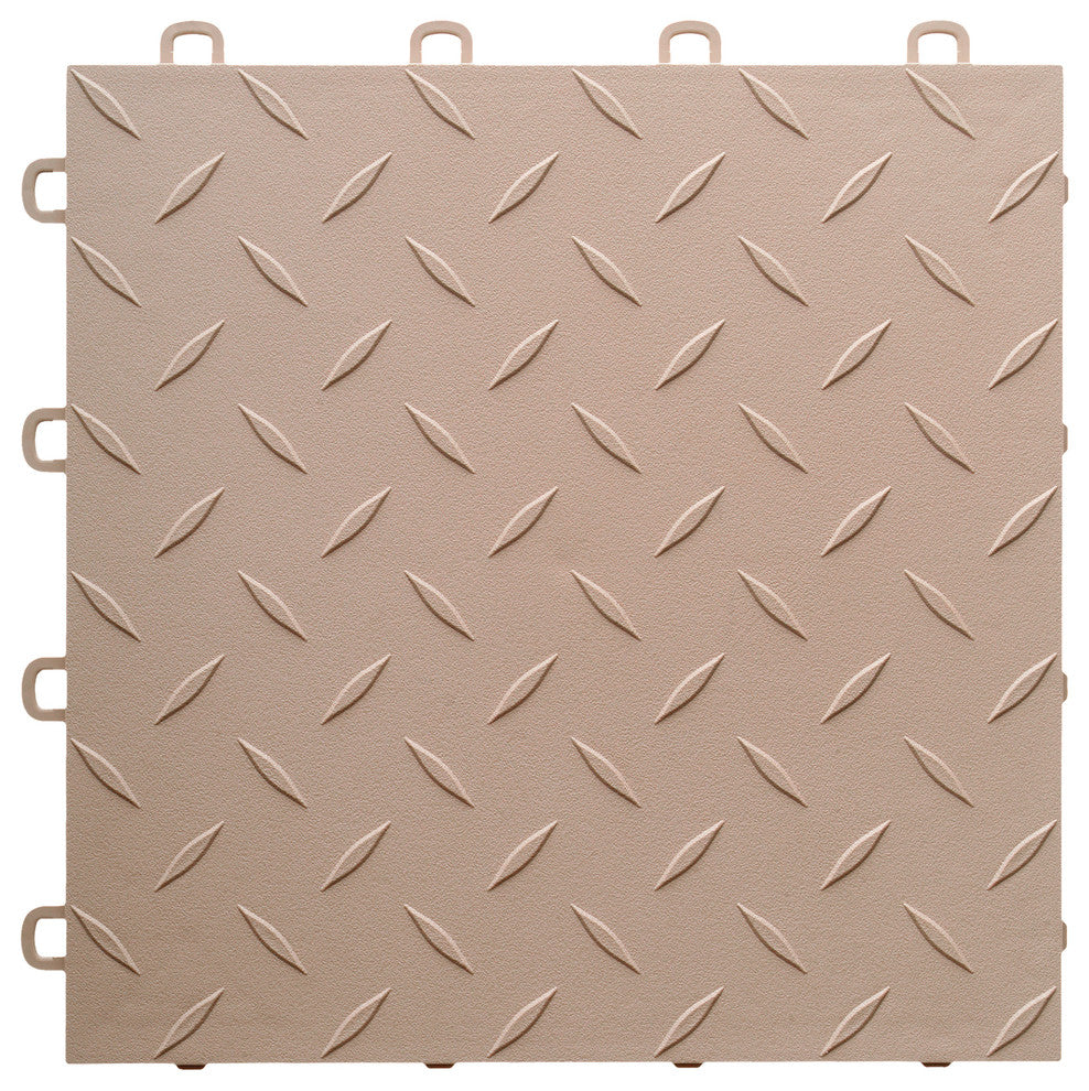 12"x12" Interlocking Garage Flooring Tiles, Diamond Top, Set of 27, Beige