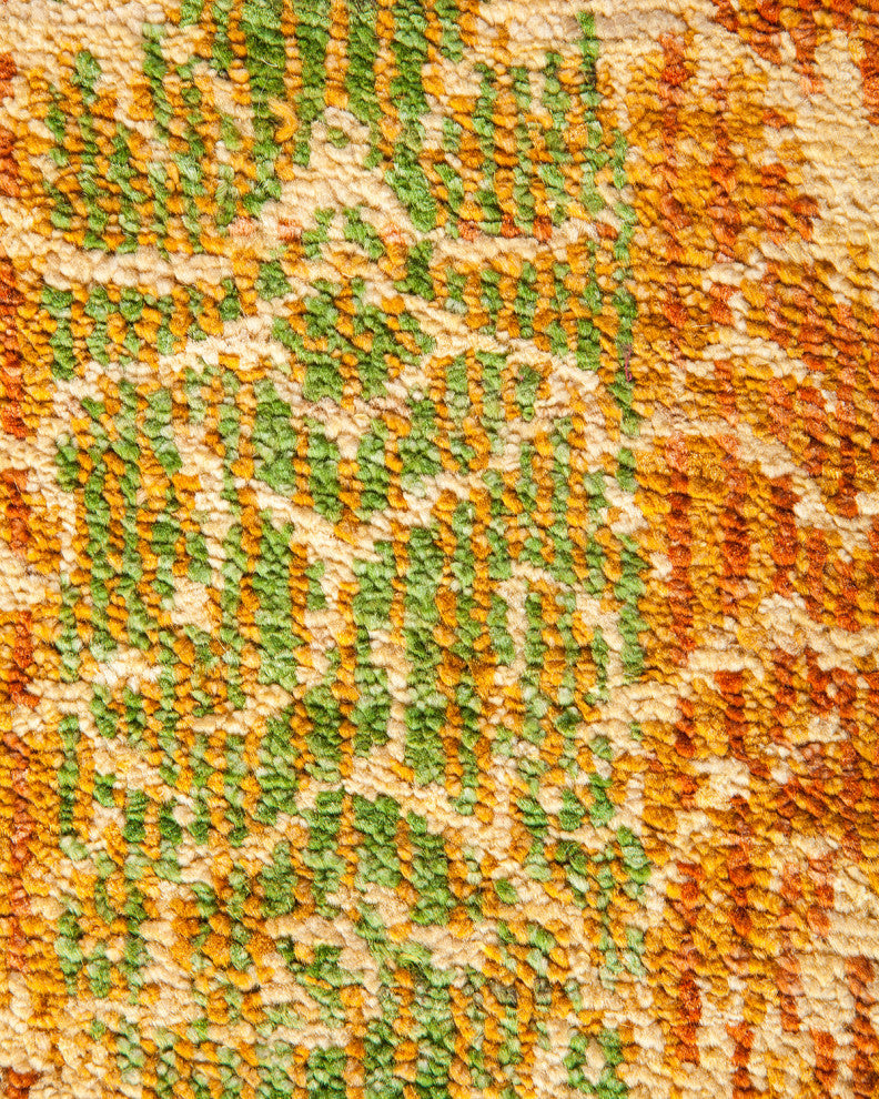 Suzani, One-of-a-Kind Hand-Knotted Area Rug Yellow, 6'2"x8'6"