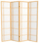 6' Tall Double Cross Shoji Screen, Natural, 4 Panels