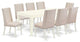 9-Piece Set, 8 Chairs and Butter Leaf Table Solid Wood Frame, Linen White
