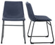 18" Industrial Faux Leather Dining Chair, Set of 2, Navy Blue