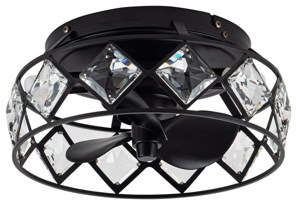 12.2 in. Indoor 3-Blade Crystal Ceiling Fan With Light and Remote Control