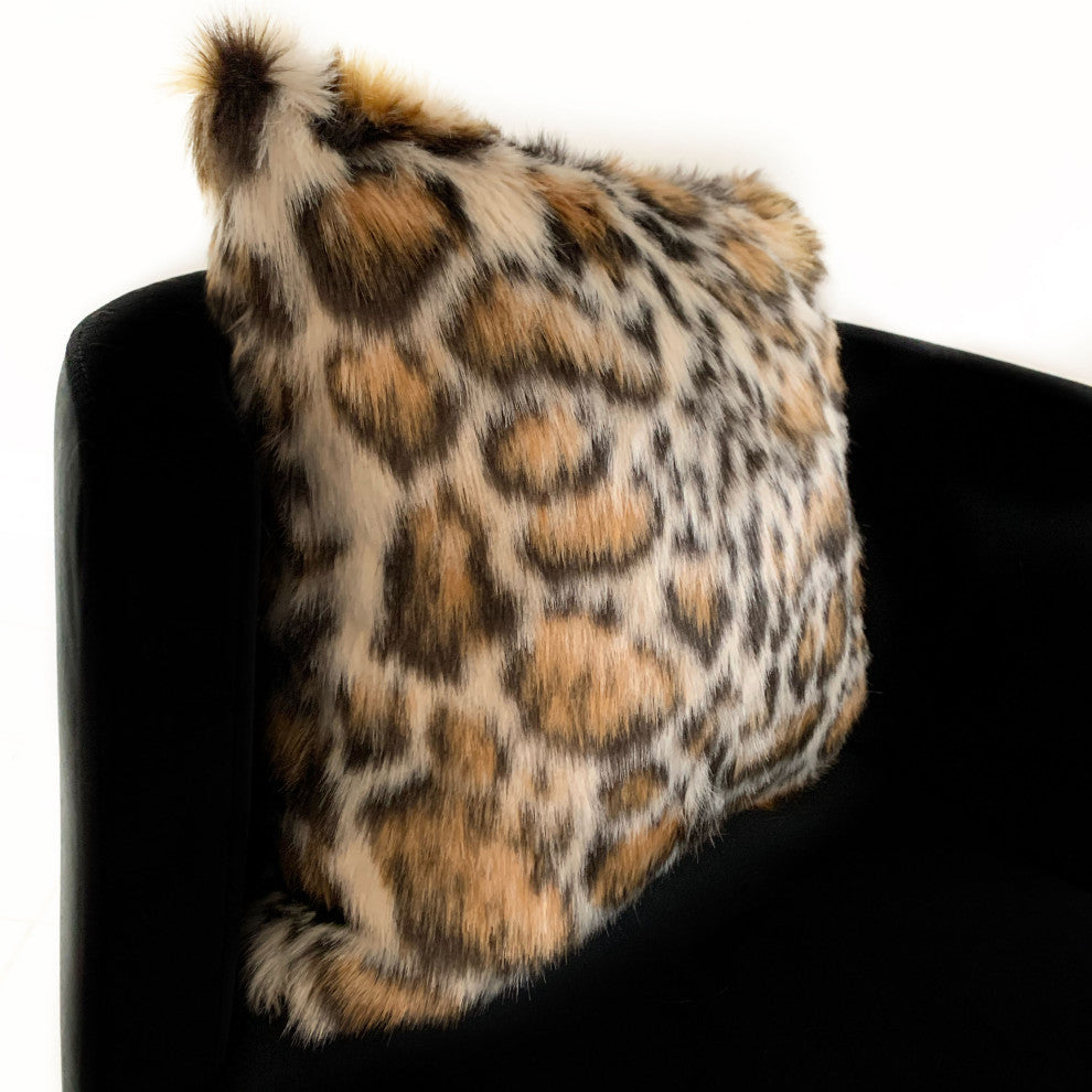 Plutus Brown Tiger Animal Faux Fur Luxury Throw Pillow, 20"x36"