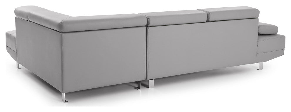 Riveredge 109" W 2 Piece Faux Leather L Shape Sectional Sofa, Gray
