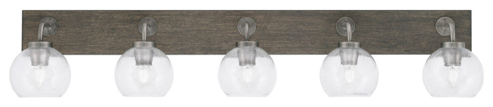 Oxbridge Bath Bar, Graphite & Painted Distressed Metal, 5.75" Clear Bubble
