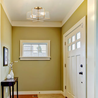 2 Light 16.14'' Unique/Statement Star Semi Flush Mount, Brass Dust