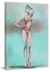 "Beach Pose" Painting Print on Wrapped Canvas, 12"x18"