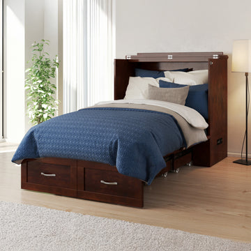 AFI Hamilton Twin XL Solid Wood Murphy Bed Chest with Built-In Charger in Walnut