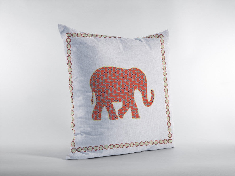 20 Orange White Elephant Boho Suede Throw Pillow
