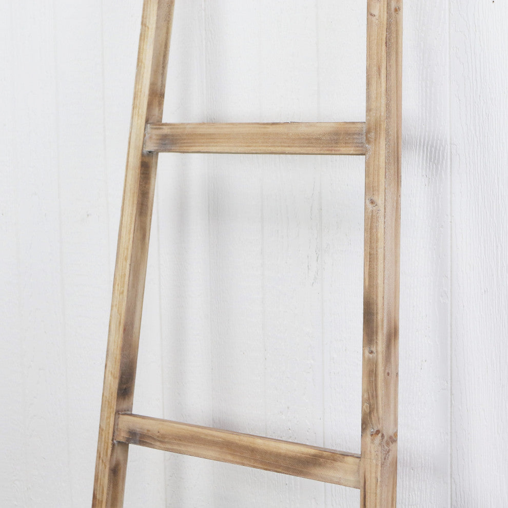 Wooden Ladder Storage Piece With 4 Baskets