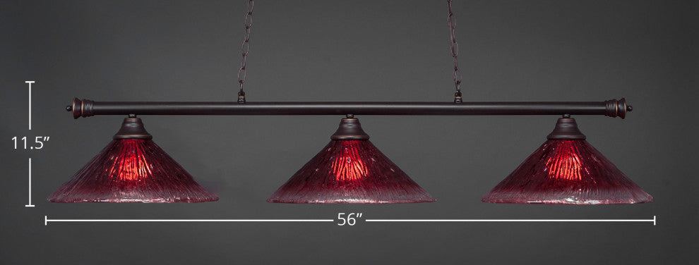 Oxford 3-Light Bar, Dark Granite/Raspberry Crystal