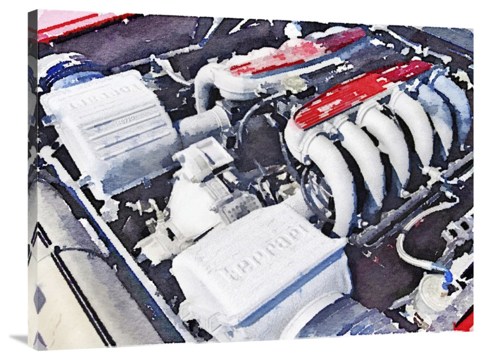 "Ferrari 512 TR Testarossa Engine Watercolor" Fine Art Print