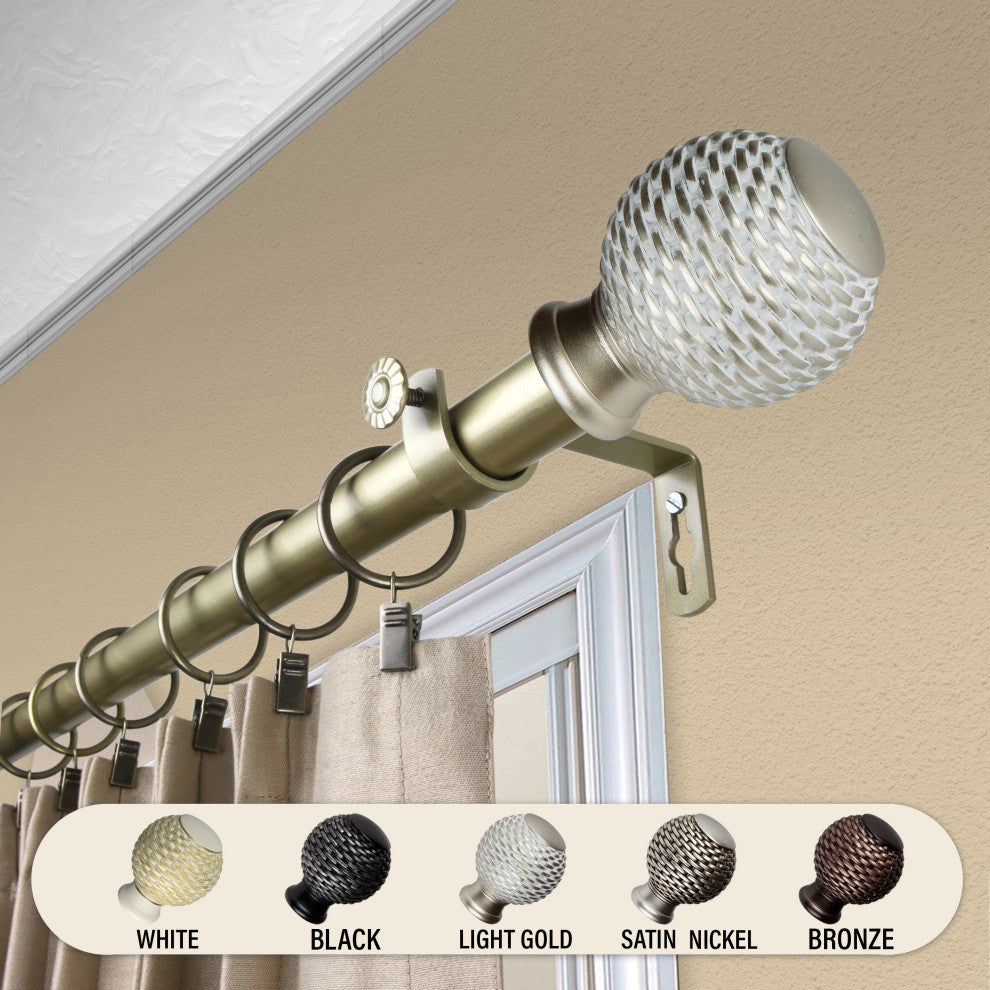 Wicker 1" Curtain Rod, Light Gold, 160-240"
