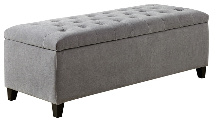 Madison Park Shandra Upholstered Soft Close Storage Bench, Light Gray