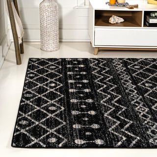 Aksil Moroccan Beni Souk Area Rug, Black/Cream, 3 Ft. X 5 Ft.