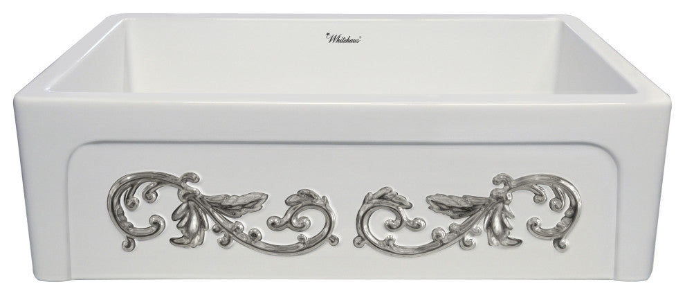 Whitehaus WHSIV3333OR-PLATINUM 33" Reversible Fireclay Kitchen Sink
