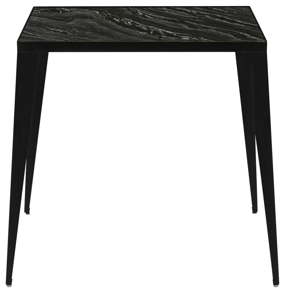 Mink Marble Top Side Table, Top: Black, Base: Black Stainless